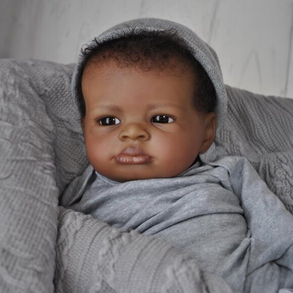 20" Boy Lifelike American Realistic Reborn Soft Body Black Boy Baby Dolls - Picture 8 of 9